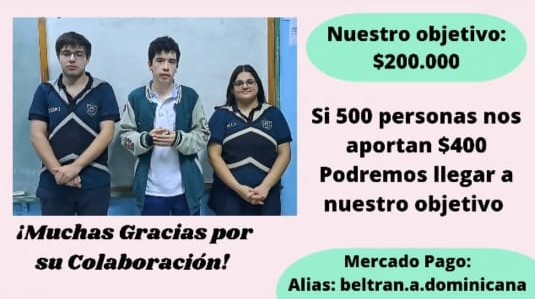 Alumnos de la escuela Beltrán continúan la campaña para llevar su proyecto al exterior