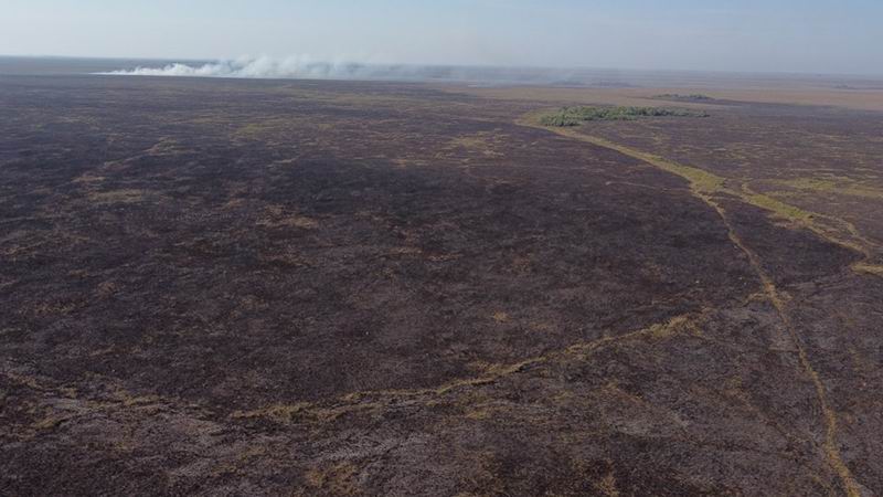Controlaron el foco de incendio en la zona de Caá Catí tras horas de trabajo