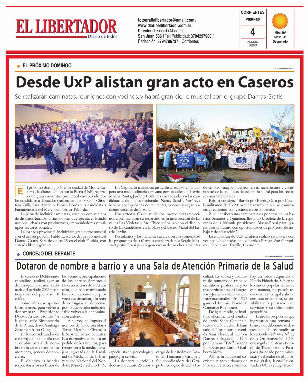 Tapa y Contratapa 4 de agosto de 2023