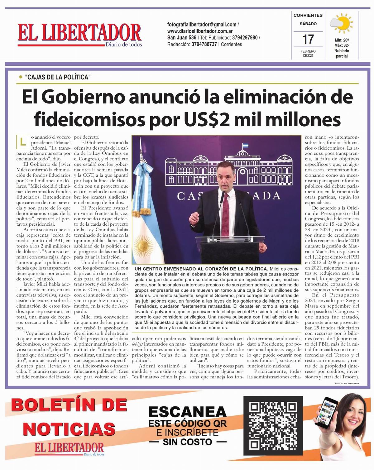 Tapa y Contratapa 17 de febrero de 2024