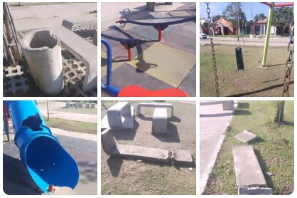 Vándalos destruyeron bancos y juegos en un barrio capitalino