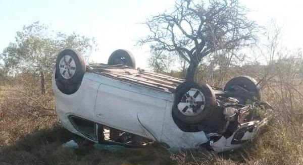 Despiste y vuelco de un vehículo en Ruta Nacional 123