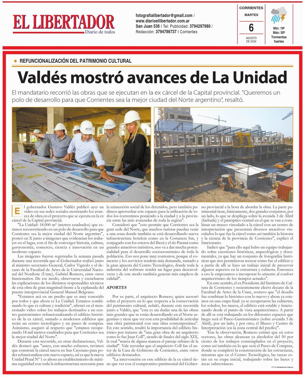 Tapa y Contratapa 6 de agosto de 2024