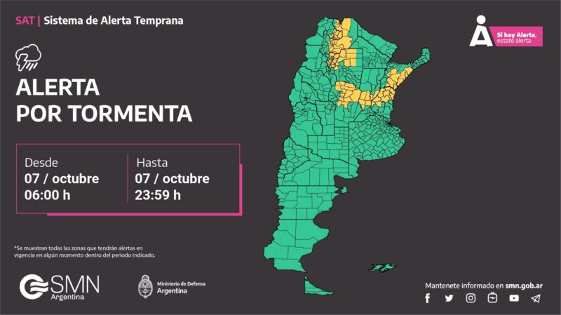 GZRwIKkX0AAtCIn Varias localidades de Corrientes bajo alerta amarilla por tormentas