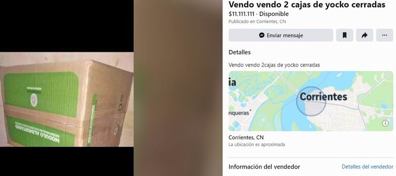 Polémica por la venta de módulos de alimentos entregados por el Gobierno