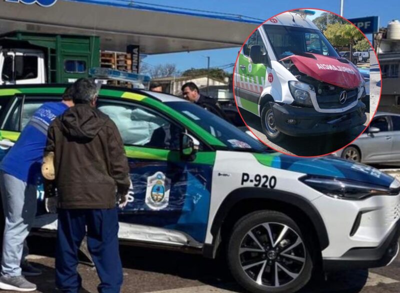 Un patrullero y una ambulancia chocaron en una avenida capitalina