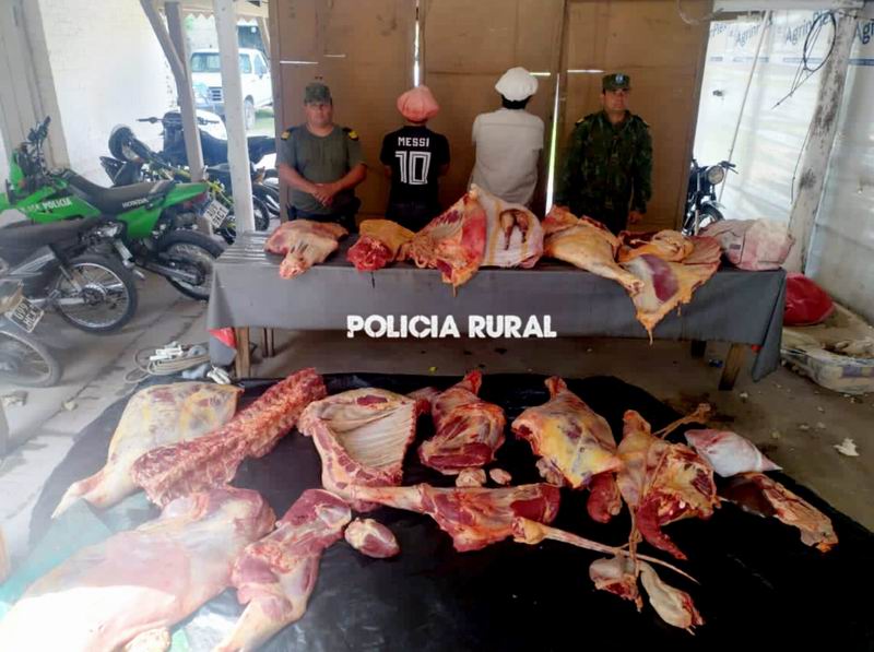 Sorprendieron a dos hombres con más de 500 kilos de carne faenada