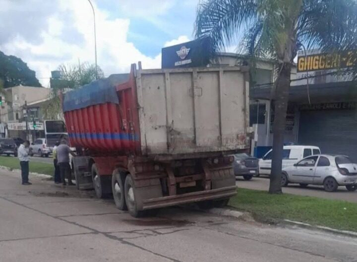 Un camión fuera de control terminó sobre el parterre de la avenida Ferré