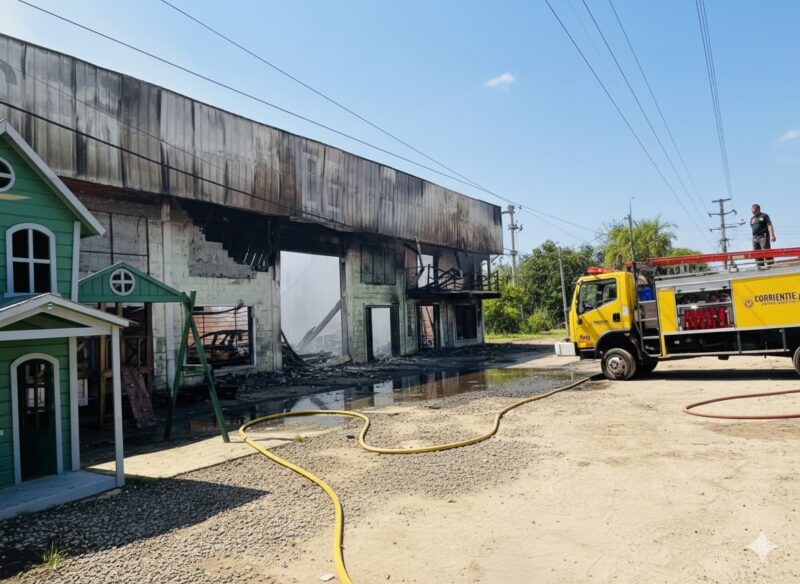 Escombros y peligro de derrumbe: cómo quedó la maderera tras el voraz incendio
