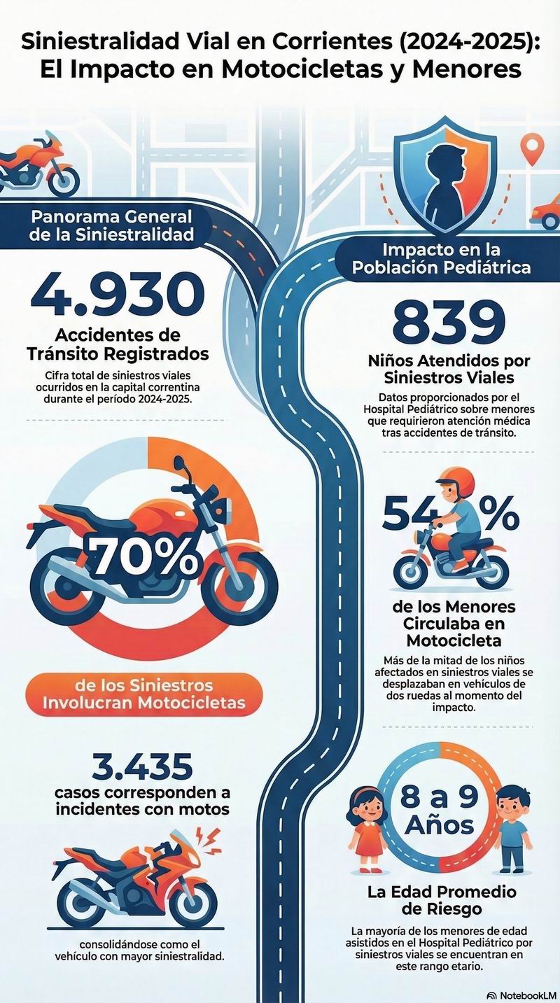 Siniestralidad infantil: el 54% de los menores afectados viajaba en moto