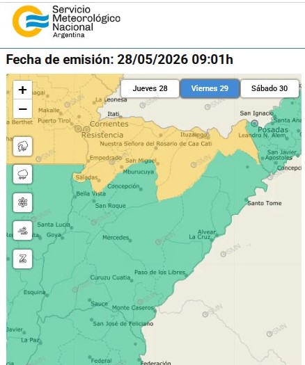 Alerta amarilla en Corrientes: las nueve localidades afectadas por el pronóstico de tormentas