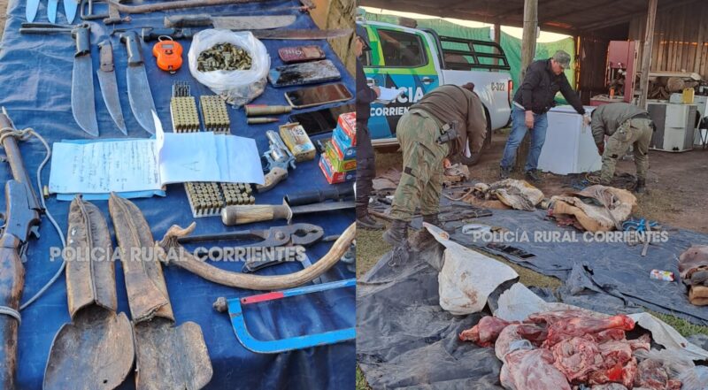 Golpe al abigeato en Guaviraví: secuestran más de 300 kilos de carne, armas y detienen a dos hombres