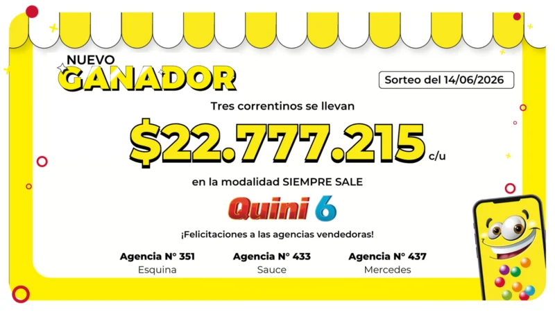 Tres nuevos ganadores del Quini 6 en Corrientes: cuánto se lleva cada uno