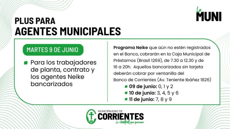 Pago del plus municipal: el martes comienza el cronograma de pago