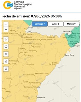 Alerta amarilla en Corrientes: se esperan tormentas fuertes y un brusco descenso de la temperatura