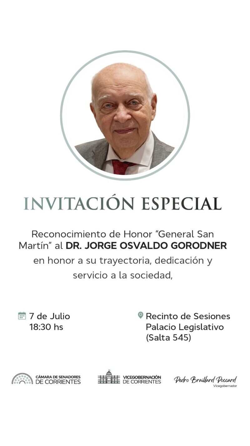 Máximo galardón del Senado para el doctor Jorge Gorodner