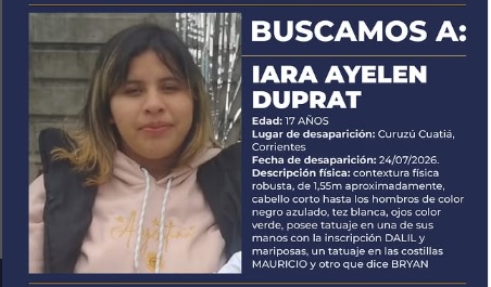Nación activó Alerta Sofía por una adolescente desaparecida en Curuzú Cuatiá