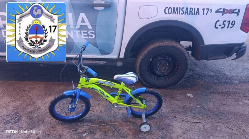 Barrio Punta Taitalo: policía recuperó una bicicleta infantil tras una persecución