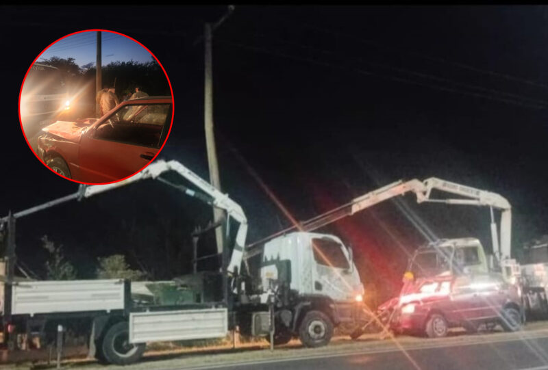 Ruta 12: reventó un neumático, chocó un poste y dejó a oscuras a un sector de Goya