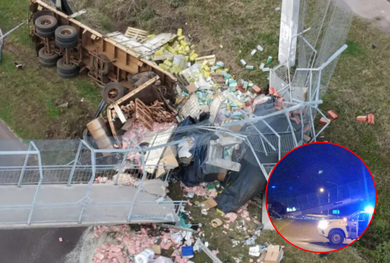 Camionero correntino murió tras derribar un puente peatonal en la Ruta 16