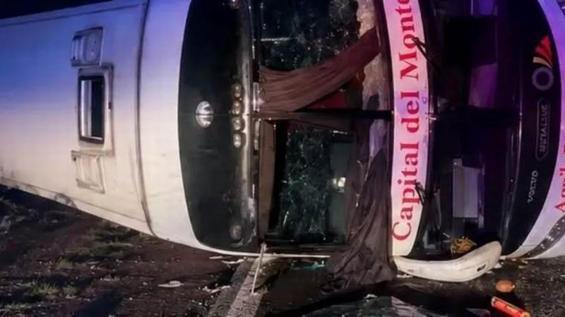 Una mujer murió en el vuelco de un colectivo en la Ruta Nacional N° 14