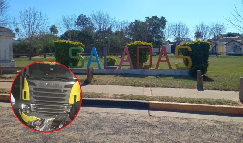 Saladas: un delivery terminó debajo de un camión en la Ruta 118 y fue hospitalizado