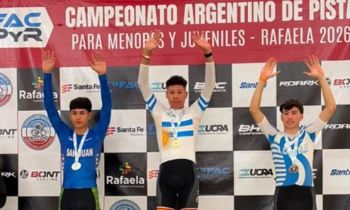 Nicolás Almada se colgó dos medallas de oro en el inicio del Campeonato Argentino de Pista
