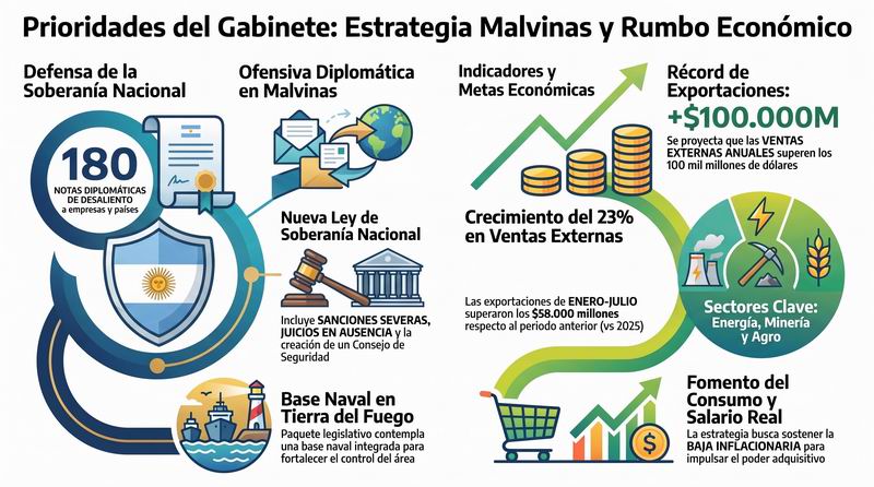 Malvinas y el rumbo económico: Javier Milei reunió a su Gabinete