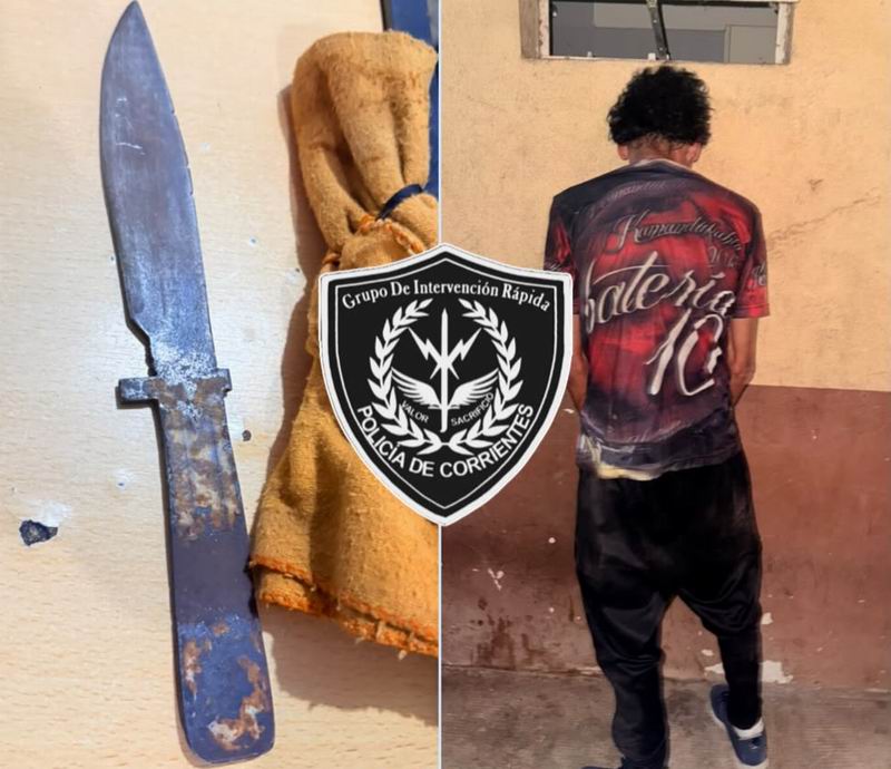 Un sujeto se negó a su detención y atacó con un cuchillo a un policía