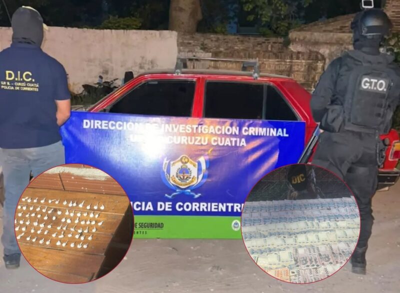 Incautaron cocaína y casi $3 millones tras un allanamiento en Curuzú Cuatiá