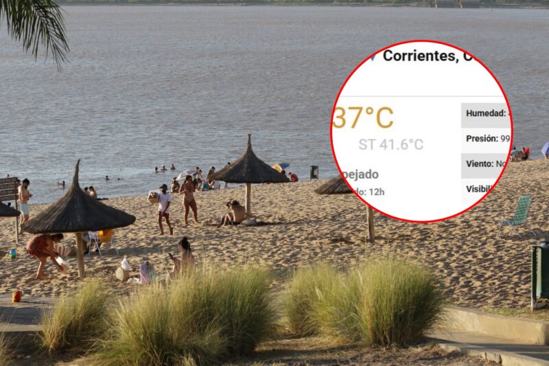 Calor sofocante en Corrientes: térmica de 41°C y alerta amarilla por tormentas