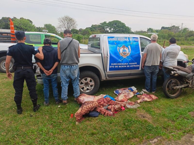 Golpe al abigeato en Yahapé: cuatro personas aprehendidas y carne secuestrada