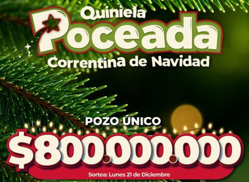 Lotería Correntina lanzó su Quiniela Poceada de Navidad con un pozo histórico de $800 millones