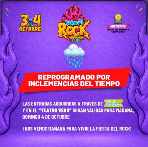 Taragüí Rock: la lluvia obligó a reprogramar para este domingo