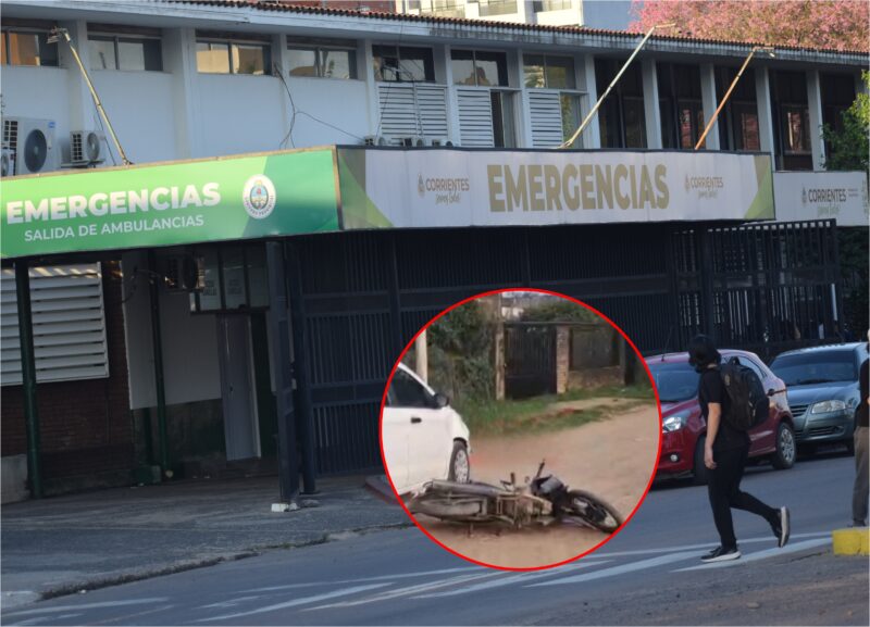 Una motociclista hospitalizada tras impactar contra un auto: iba con dos menores